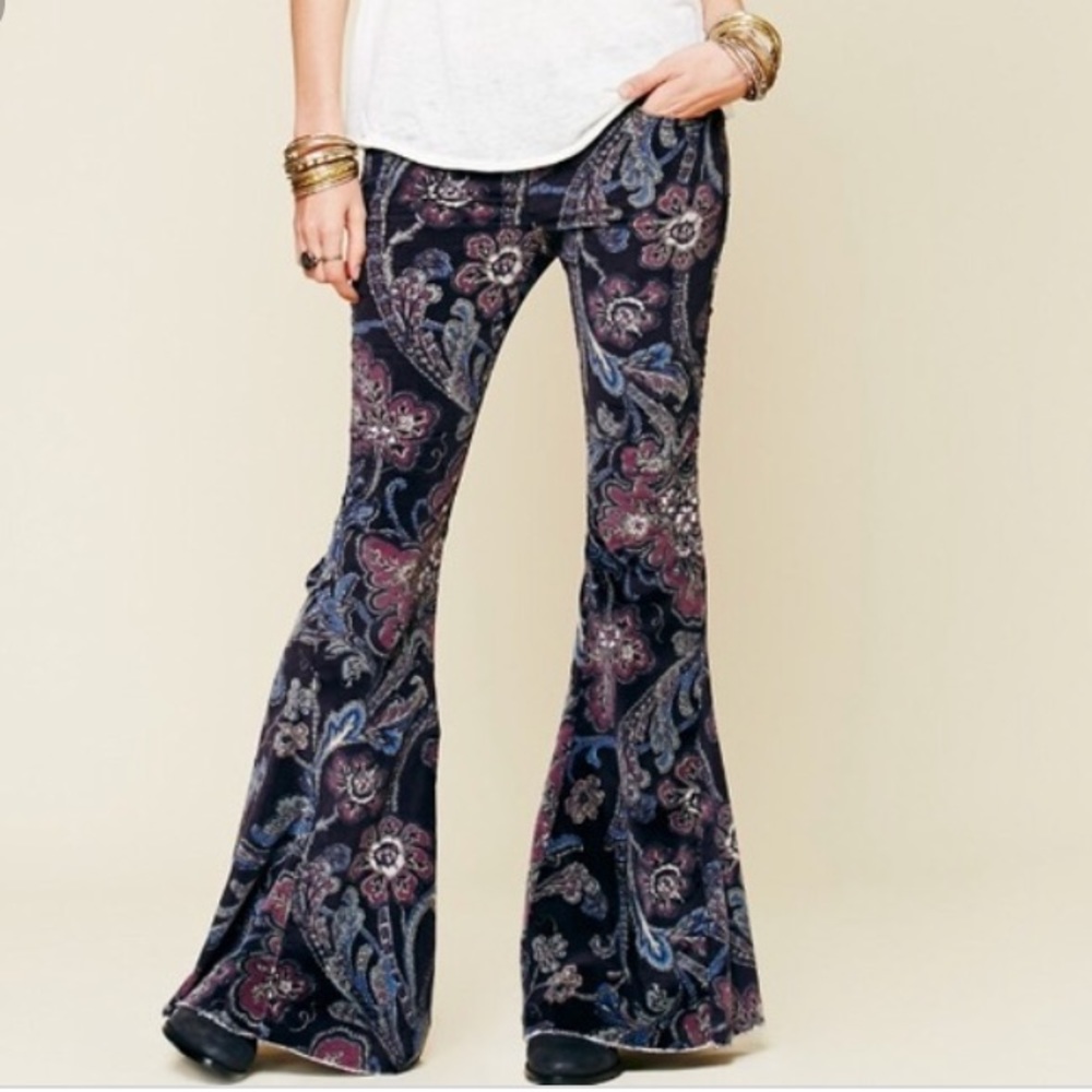 FREE PEOPLE Corduroy Flare Pants 26 🦋 - Picture 1 of 8